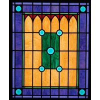 Geometric Grid in Amber, Cobalt, and Emerald