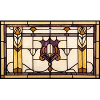 Art Deco Floral Motif in Amber and Violet
