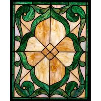 Amber Blossom with Emerald Scrollwork