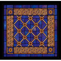 Greek Key Medallion in Cobalt and Amber