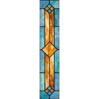 Geometric Diamond and Column in Azure and Amber