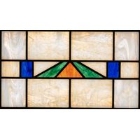 Abstract Geometric Triangle in Cream, Blue, and Green
