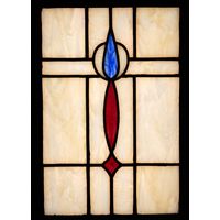 Abstract  in Cream, Blue, and Crimson