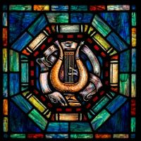 Golden Lyre in Cobalt and Emerald