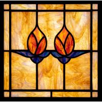 Abstract Lotus Buds in Amber and Gold