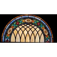Floral Arched Transom in Amber and Teal