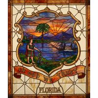Florida State Seal with Native Figure and Steamboat