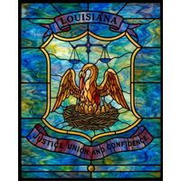 Louisiana State Seal Pelican in Luminous Azure
