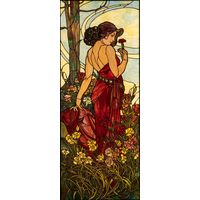 Lady with Carnations in Art Nouveau Style