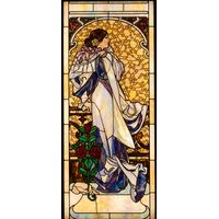 Woman with Red Roses in Celestial Light