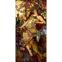 Maiden with Grapes in Amber and Gold