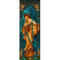 Art Nouveau Lady in Amber and Azure