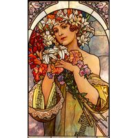 Art Nouveau Maiden with Floral Bouquet