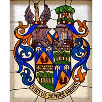 Heraldic Coat of Arms in Cobalt and Amber