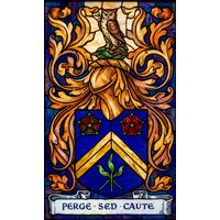 Heraldic Owl Crest with Floral Accents