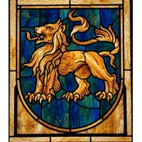 Heraldic Lion in Gold and Cobalt