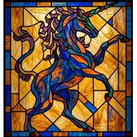 Galloping Unicorn in Amber and Sapphire