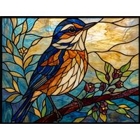 Bluebird Perched on Flowering Branch