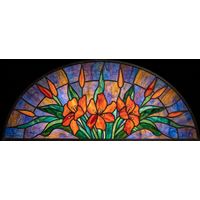 Stained Glass Floral Fan Window