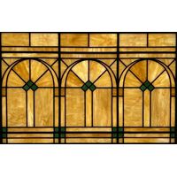 Triple Arched Geometric Pattern in Amber and Emerald