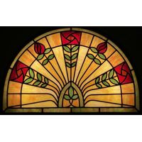 Floral Fan in Amber and Crimson