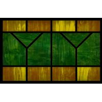 Abstract Geometric Tiles in Forest Green and Amber