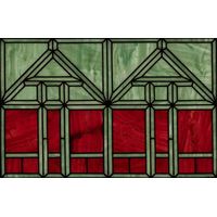 Geometric Gable Pattern in Crimson and Mint