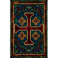 Jerusalem Cross in Deep Crimson and Cobalt