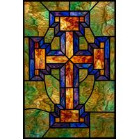 Geometric Cross in Amber and Cobalt