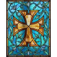 Maltese Cross in Amber and Azure