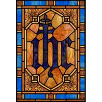 Sacred IHS Monogram in Cobalt and Amber