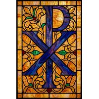 Chi Rho Monogram in Cobalt and Amber