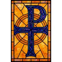 Chi Rho Symbol in Cobalt and Amber