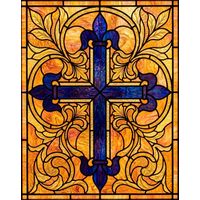 Fleur-de-Lis Cross in Cobalt and Gold