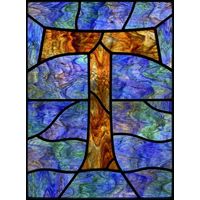 Tau Cross in Blue and Amber