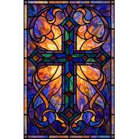 Cross with Amber and Blue Radiant Flourishes