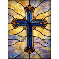 Radiant Cross in Cobalt and Gold