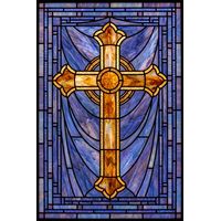 Golden Cross on Deep Blue