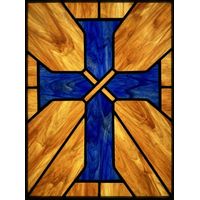 Cobalt Cross with Amber Geometric Radiance