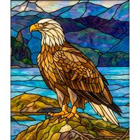 Majestic Bald Eagle Over Mountain Lake