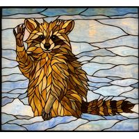 Waving Raccoon in Golden Tones