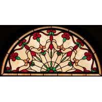 Arched Floral Fan with Crimson and Emerald Accents