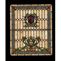 Heraldic Shield with Floral Garland and Scrolls