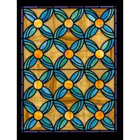 Abstract Floral Lattice in Cobalt and Amber