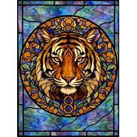 Tiger Medallion in Amber and Cobalt