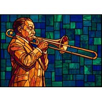 Jazz Trombonist in Golden Tones