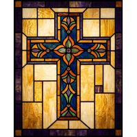 Floral Cross in Cobalt and Gold