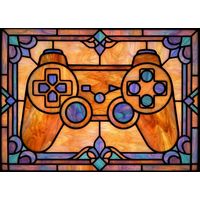 Retro Gaming Controller in Amber and Azure