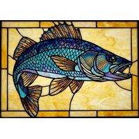 Leaping Fish in Cobalt and Amber