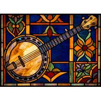 Banjo Melody in Amber and Cobalt